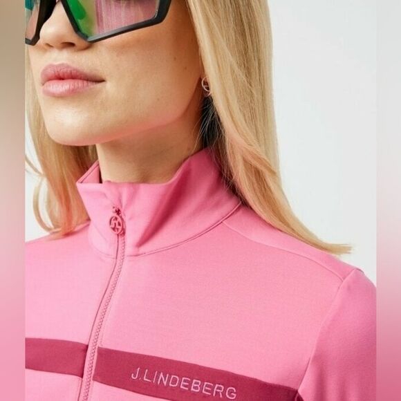 J. Lindeberg Janice Mid Layer Golf Jacket Sz XS Hot Pink Zip Front Performance - Picture 11 of 15